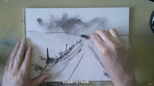 炭笔风景画：现代艺术风格的风景素描技法 (英文课程中文字幕)