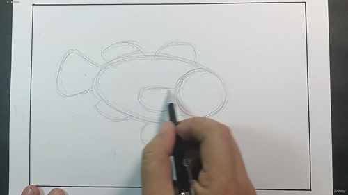 用油画棒和丙烯马克笔绘制色彩斑斓的鱼 (英文课程中文字幕)