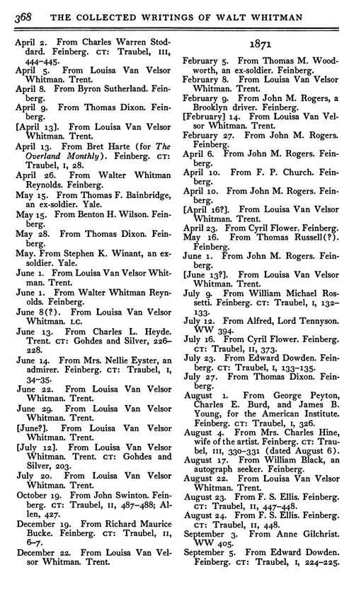 惠特曼书信集 第二卷 1868-1875 沃尔特·惠特曼 (英文电子书)