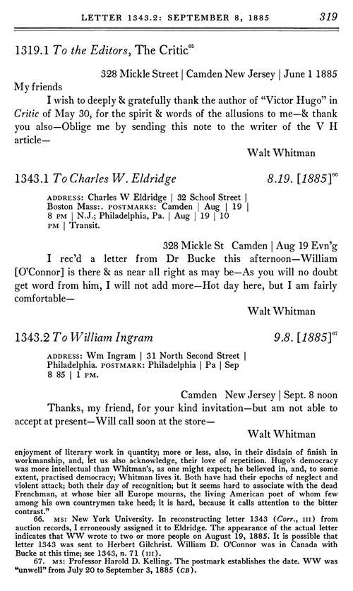 沃尔特·惠特曼书信集第五卷：1890-1892 (英文电子书)