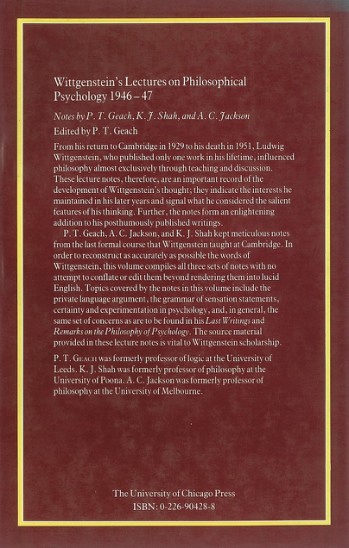 维特根斯坦的哲学心理学讲座 1946-47 维特根斯坦 (英文电子书)
