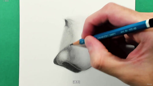 石墨笔写实鼻子绘制技法 (英文课程中文字幕)