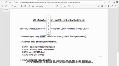 SAP 批量修改与 LSMW 录制方法实战课程(中文字幕英文
