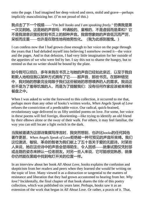 当天使谈论爱情 贝姬·胡克斯 （中英对照电子书）