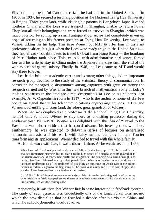 诺伯特·维纳：一位数学家与工程师之间的跨界者 英文电子书