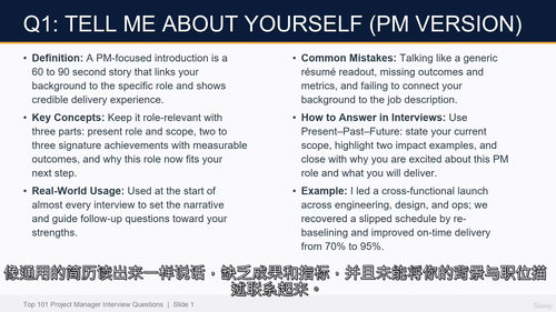 项目经理面试高频 101 问 核心知识全解 (英文视频中文外